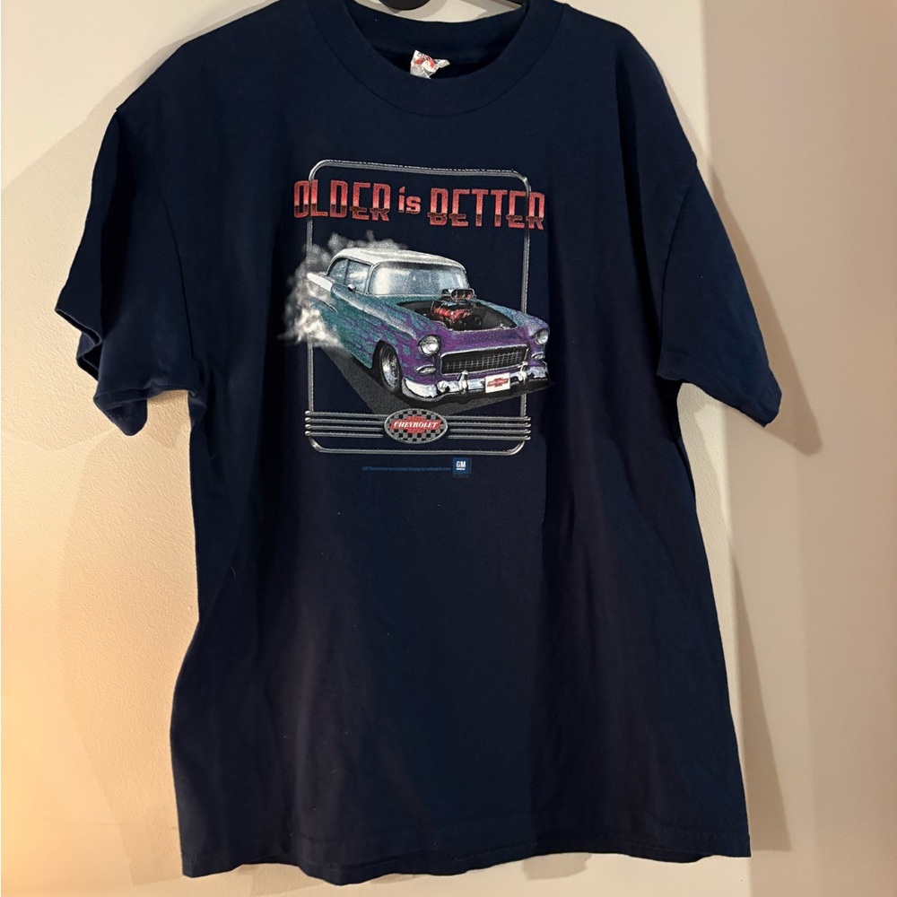 Vintage Chevrolet muscle Car Graphic Navy T-Shirt Large